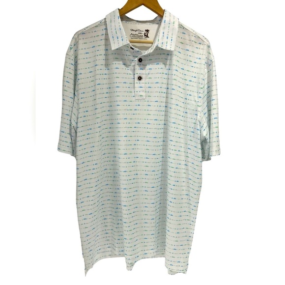 Straight Down Performance Surfboard Woody Tropical Short Sleeve Polo - XXL - Picture 1 of 8